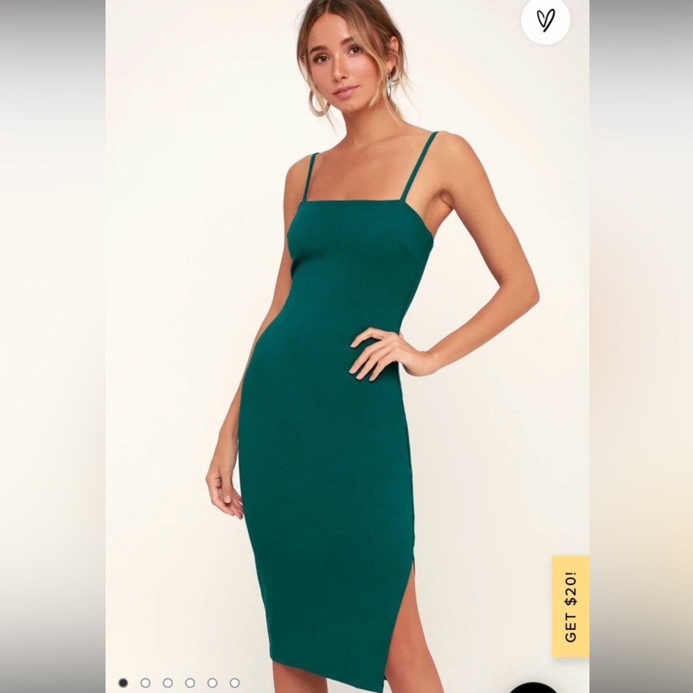 Lulu’s Paulina Forest Green Bodycon Midi Dress